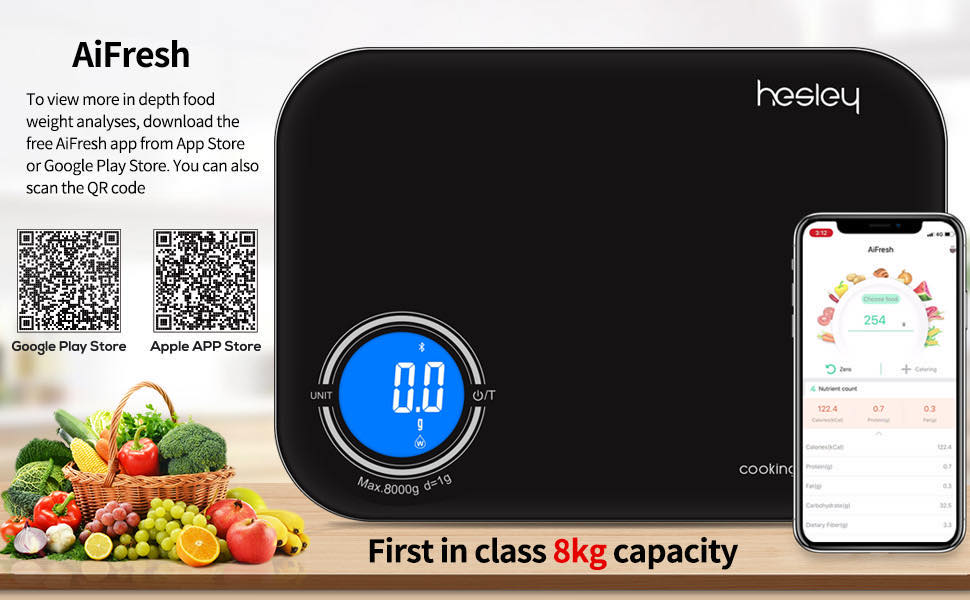 Hesley Kitchen Scale, Smart Food Scale,3 in 1 Function as Digital Kitchen /Coffee/Nutrition Scale with Nutritional Calculator and – DukanIndia