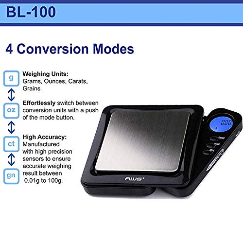American Weigh Scales Black Blade Series BL-100-BLK Digital Pocket Scale 100 by 0.01 G