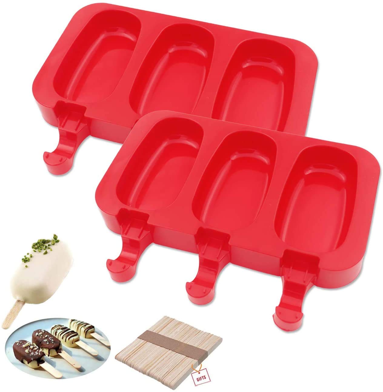 Zollyss 3 Cavities Silicone Popsicle Molds, BPA Free Homemade Ice
