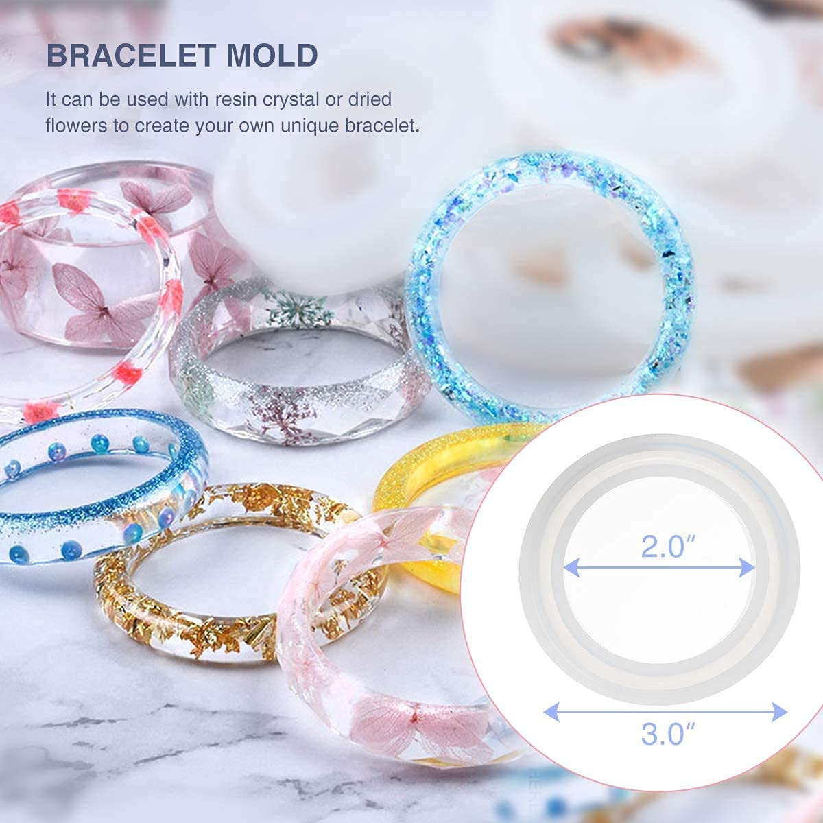 Amazon.com: WOPODI 6 Pieces Rhombus Section Bracelet Silicone Molds Resin  Casting Molds Epoxy Jewelry Making Kit Wide and Slim Faceted Geometric  Bangle Bracelet Assorted Size for DIY Art Bangle Making Crafts :