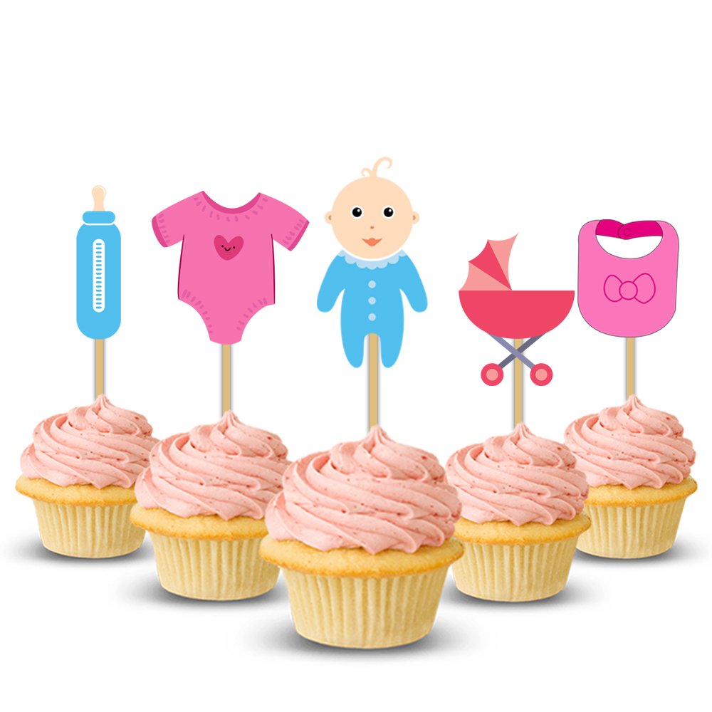 Party Propz™ Baby Shower Cup Cake Topper (Set of 14) / Baby Shower Cake  Decoration / Happy Birthday Cake Topper / Baby Shower