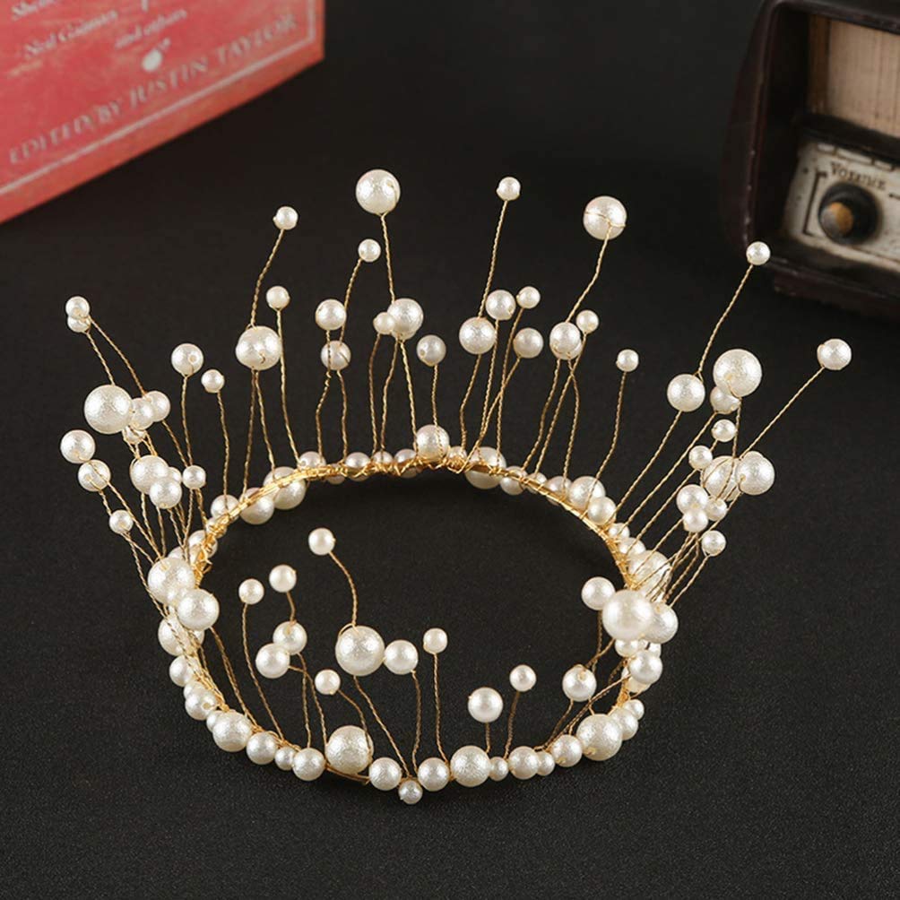 2 Pieces Gold Crown Cake Topper Princess Rhinestone Pearl Crown Decoration  For Wedding Birthday Cake Decoration