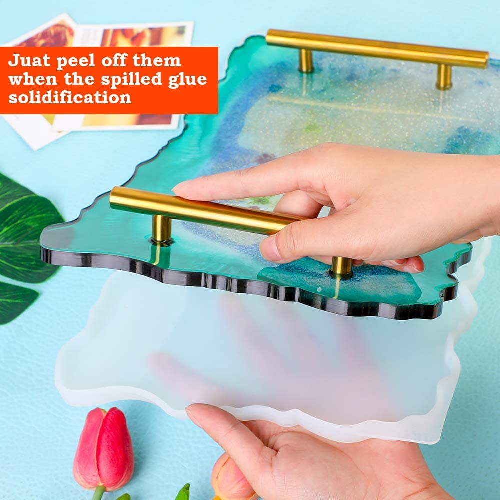 2 Pieces Tray Silicone Mold Kit Irregular Epoxy Resin Tray Molds for DIY  Crafts (Rectangle+Round)