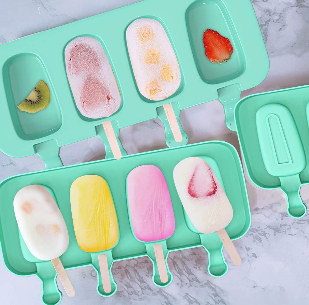 Zollyss 4 Cavities Silicone Popsicle Molds , BPA Free Homemade Ice