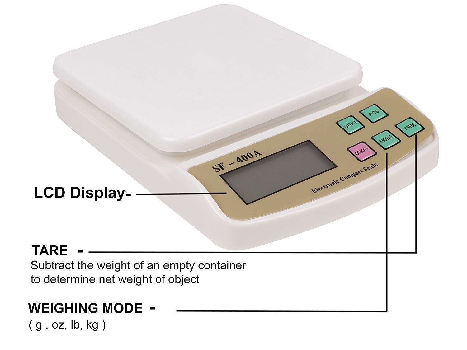 Digital Kitchen Weighing Machine Multipurpose Electronic Weight Scale with  Backlit LCD Display for Measuring Food, Cake, Vegetable, Fruit Weighing  Scale (White)
