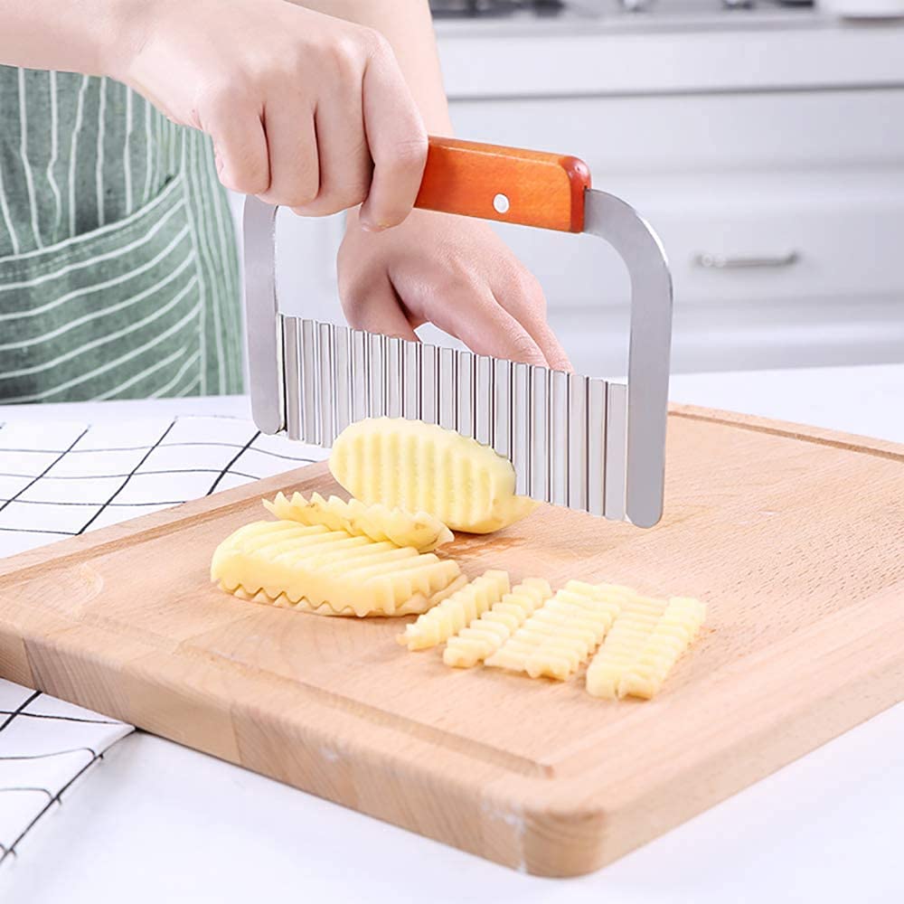 Hardwood Handle Soap Cutter Straight/Crinkle Stainless Wax Dough Slicer for Soap  Making Tool