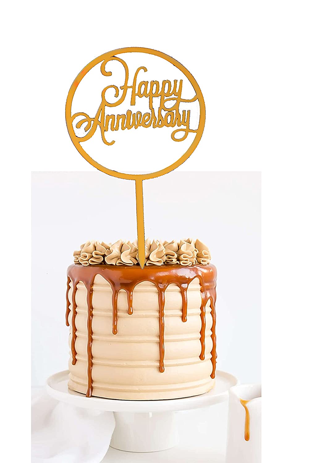 Partysanthe Happy Anniversary Golden Acrylic Cake Topper/Party ...