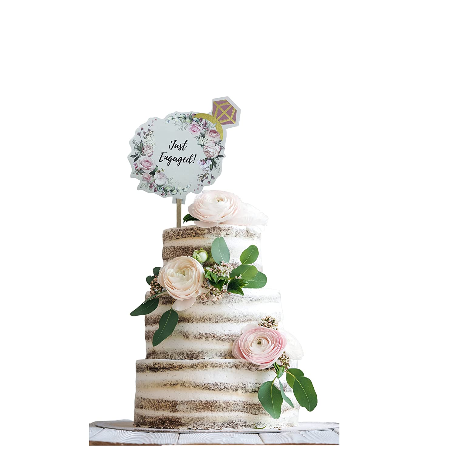 Amazon.com: Just Engaged Cake Topper - made item with Acrylic - D-2: Home &  Kitchen