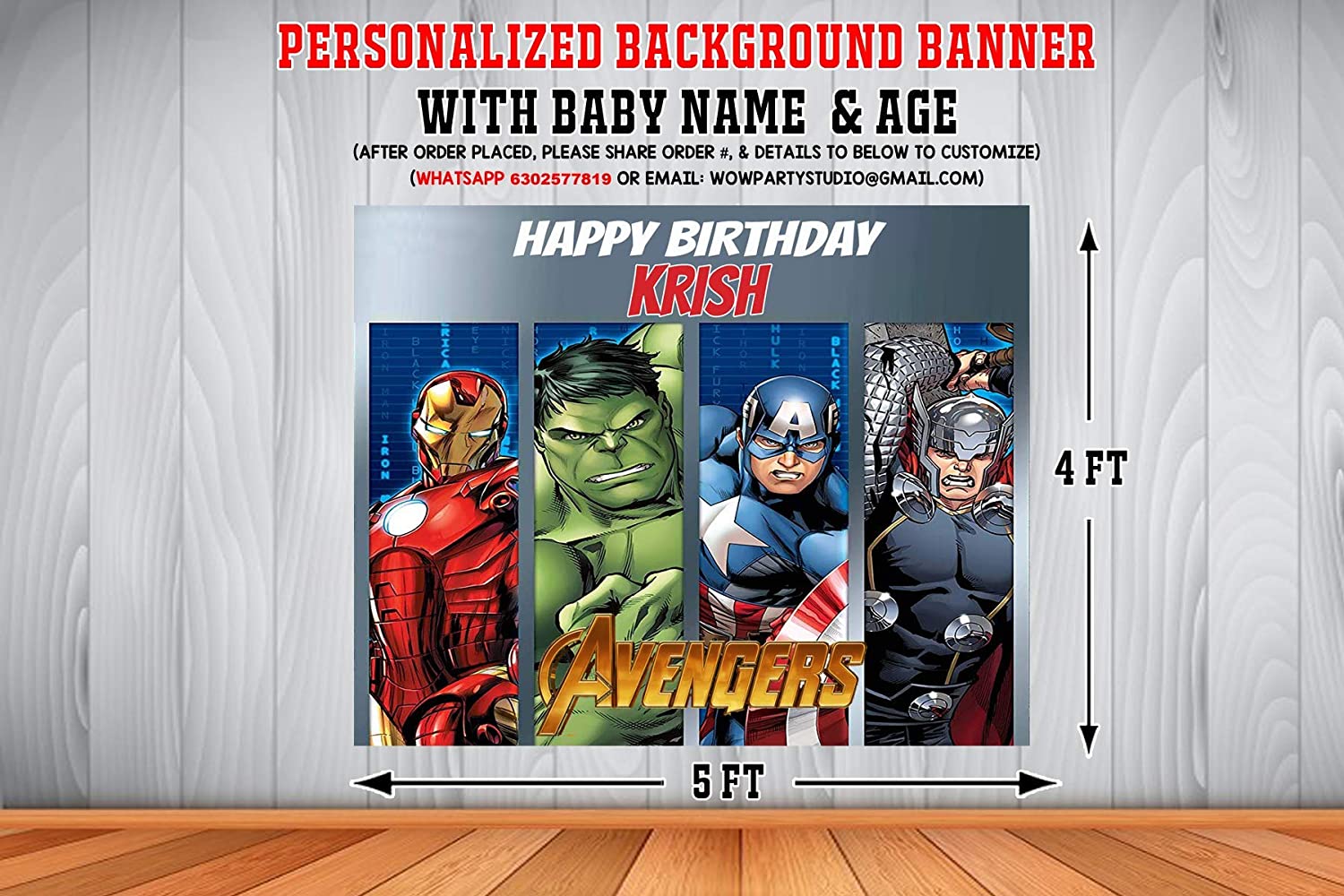 WoW Party Studio Personalized Avengers Theme Party Happy Birthday  Decorations Background / Backdrop Banner with Birthday Boy/Gir – DukanIndia
