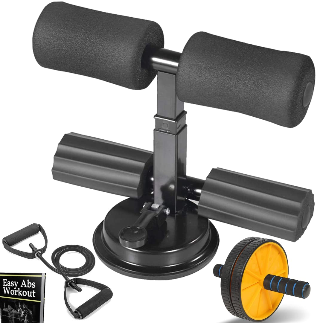 Portable Sit-Up trainer with suction cup - black
