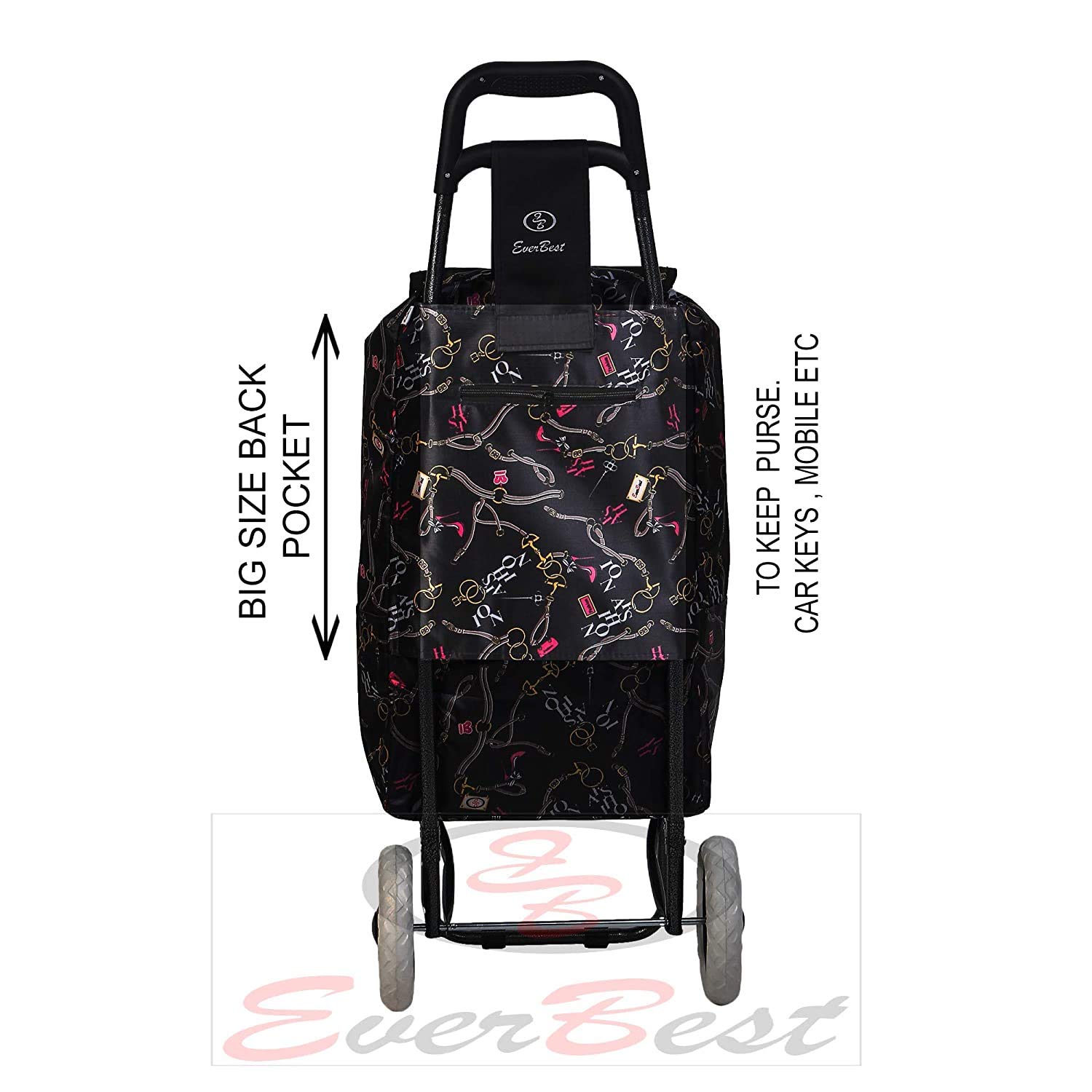 Buy Inditradition Shopping Trolley Bag | Grocery Shopping Foldable Cart  with Wheels, 54x24 CM (36 Liter) Bag Size (Black) Online at Best Prices in  India - JioMart.