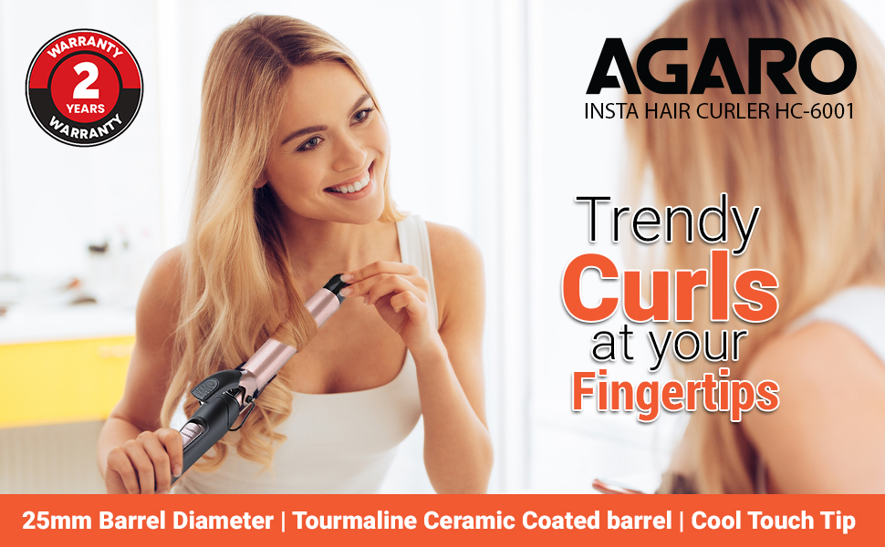 AGARO HC-6001 Hair Curler with 25mm Barrel (black) – DukanIndia