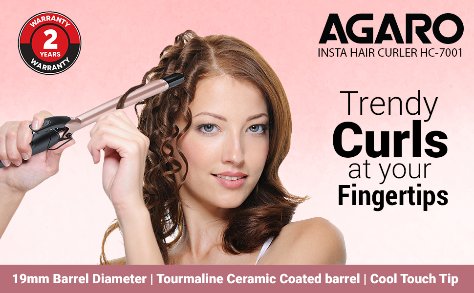AGARO HC-7001 Hair Curler with 19mm Barrel (Black) – DukanIndia