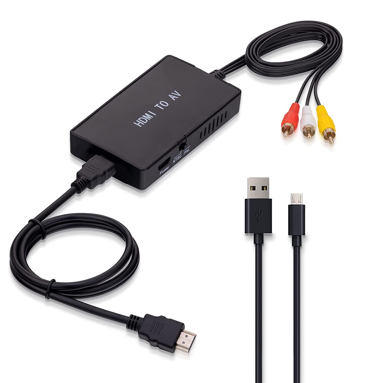 HDMI to RCA Cable, HDMI to RCA Converter Adapter Cable, 1080P HDMI to AV  3RCA CVBs Composite Video Audio Supports for  Fire Stick, Roku