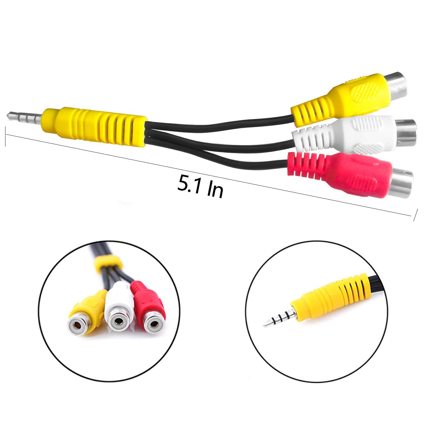 H-its Kabel : 3.5MM to 3 RCA Cable Video AV Component Adapter Cable Replacement for TV, 3 RCA to AV Input Adapter DukanIndia