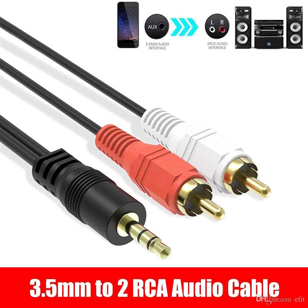 Cable audio estereo jack 3.5 macho - 2x RCA macho 10 M Negro